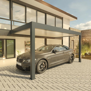 Carport Aluminium Toit Plat ERATO Adossé Sur Mesure