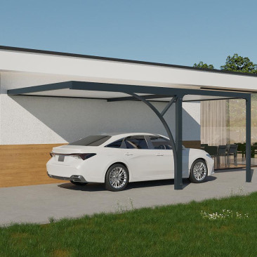 Carport Adossé Latéral Toit Plat Melpomène avec Dégagement Sur Mesure