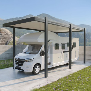 Abrigo de Viatura em Alumínio Telhado Plano Autoportante para Autocaravana Design à Medida