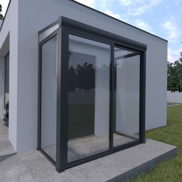 Marquise de Porta de Entrada 2x1m Telhado Policarbonato