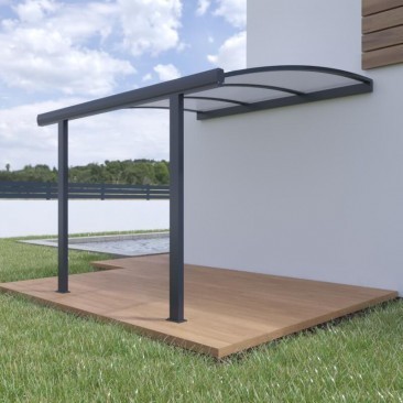 Pergola Alu Classique Toiture en Polycarbonate 16 mm Standard Cintrée avec Gouttière