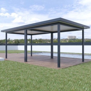 Pergola Aluminium Toit Plat avec Débords 7 x 4 m