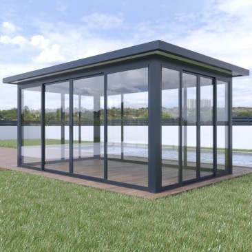 Pergolanda Toit Plat avec Débord Toute Fermée 6x4 M