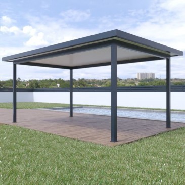 Pergola Aluminium Toit Plat avec Débords 6 x 4 m